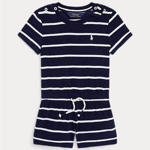 POLO RALPH LAUREN Striped Terry Romper (Size 2T)